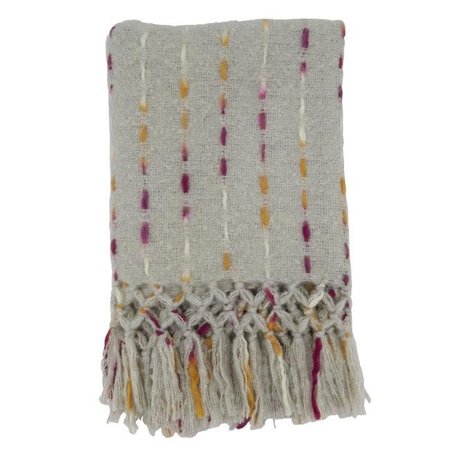 SARO LIFESTYLE SARO TH320.GY5060 50 x 60 in. Oblong Gray Knotted Faux Mohair Throw Blanket TH320.GY5060